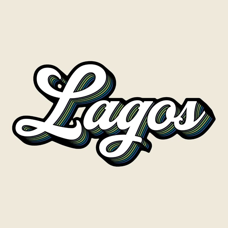 Lagos Schrift mit Farbstreifen