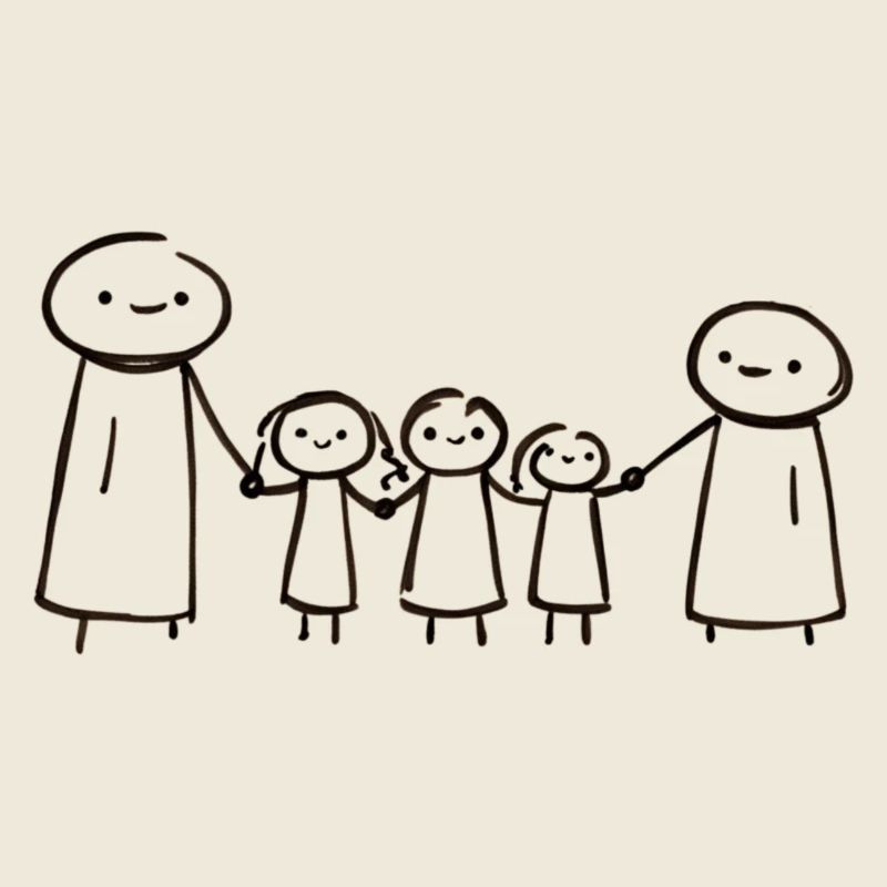 La famille main dans la main