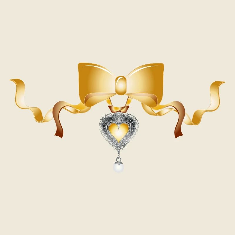 Arc élégant avec pendentif coeur en aspect doré