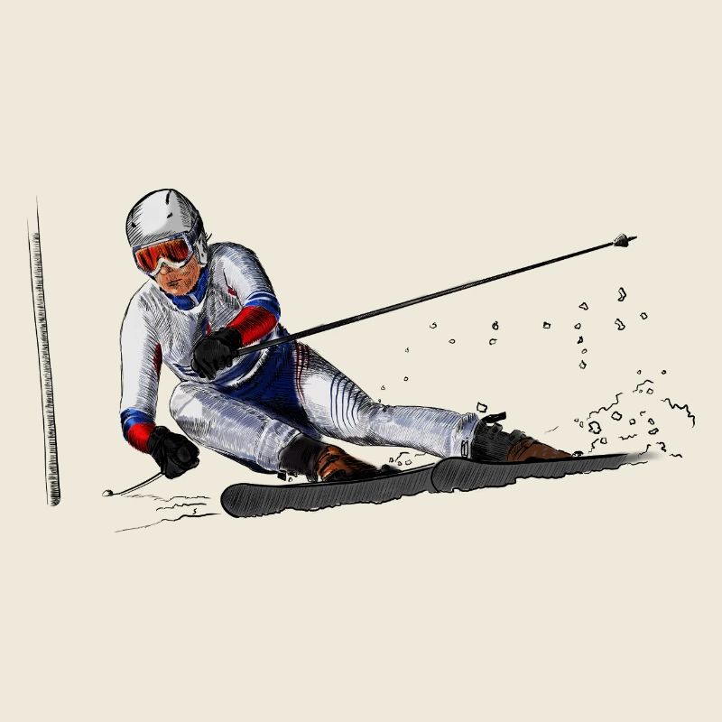 Skier Action Illustration