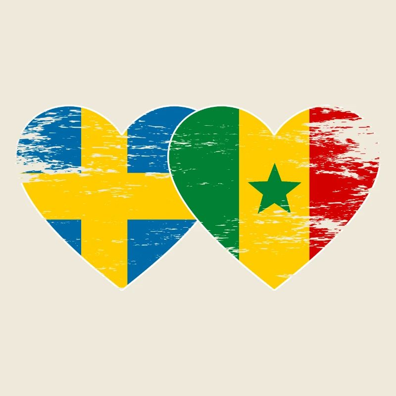 Suède Sénégal Drapeau Coeur utilisé