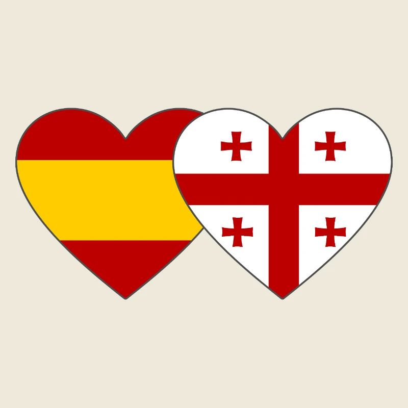 Spanien Georgien Flaggen Herz