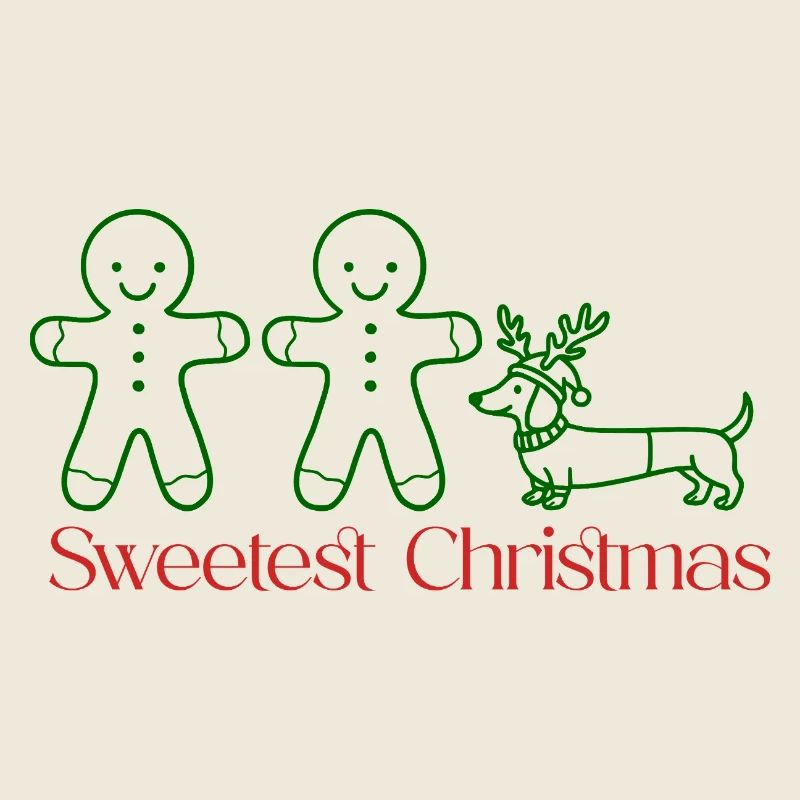 Christmas–Gingerbread Couple & Dachshund (green)