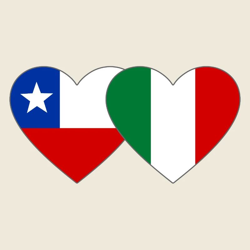 Chile Italien Flagge Herz