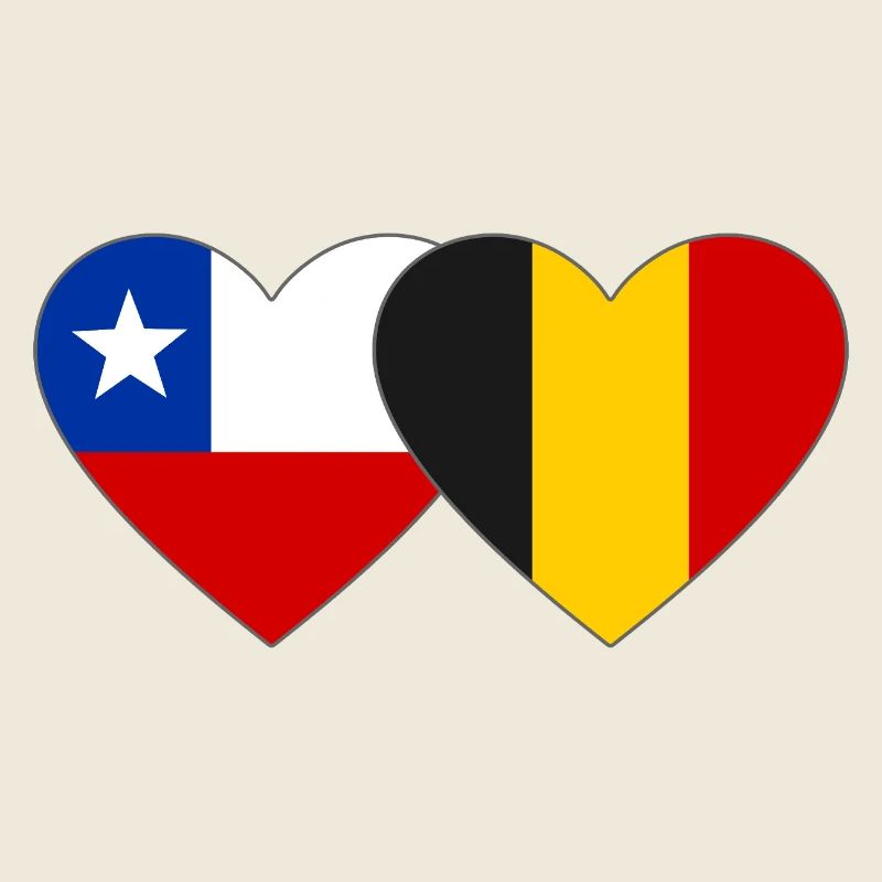 Chile Belgien Flagge Herz
