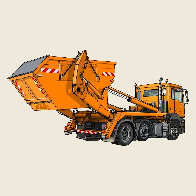 Camion avec benne, chargeur à benne