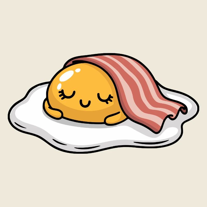Sleeping Egg with Bacon Cartoon