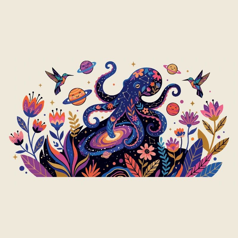 Psychedelic Kraken Bülten Nature Animaux Pattern