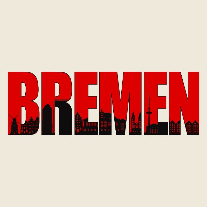 Ville de Brême - Skyline (rouge)