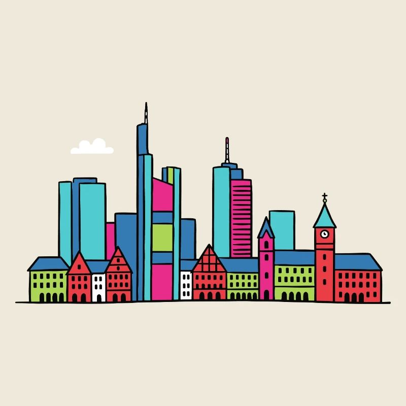 Frankfurter Stadtsilhouette Mainhattan Linienkunst