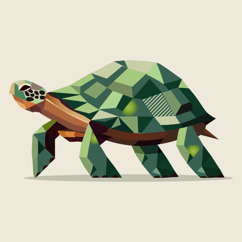 Tortue stylisée au design polygonal