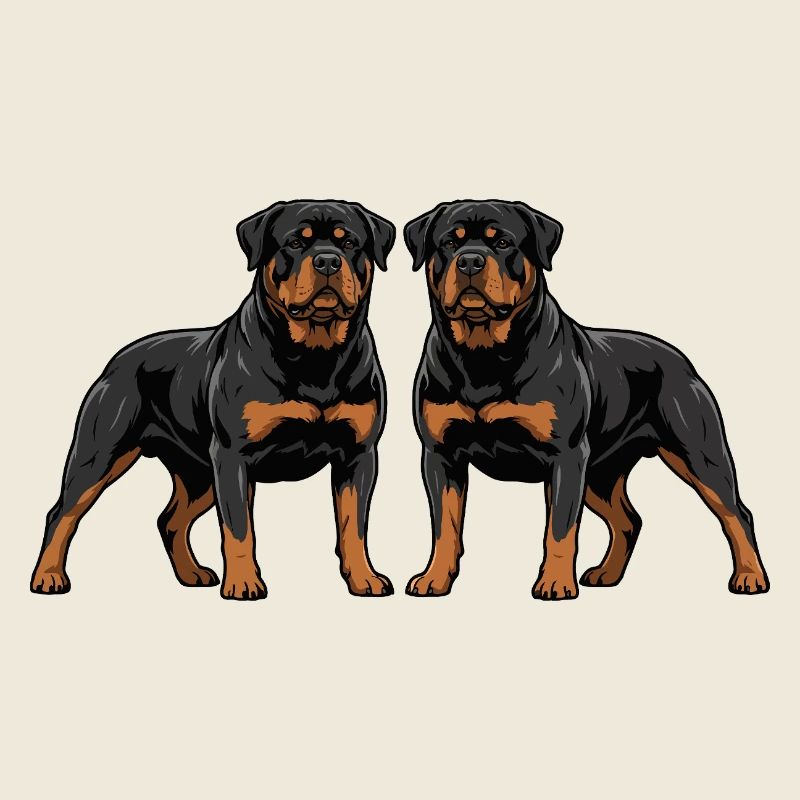 Duo double rottweiler : deux chiens côte à côte