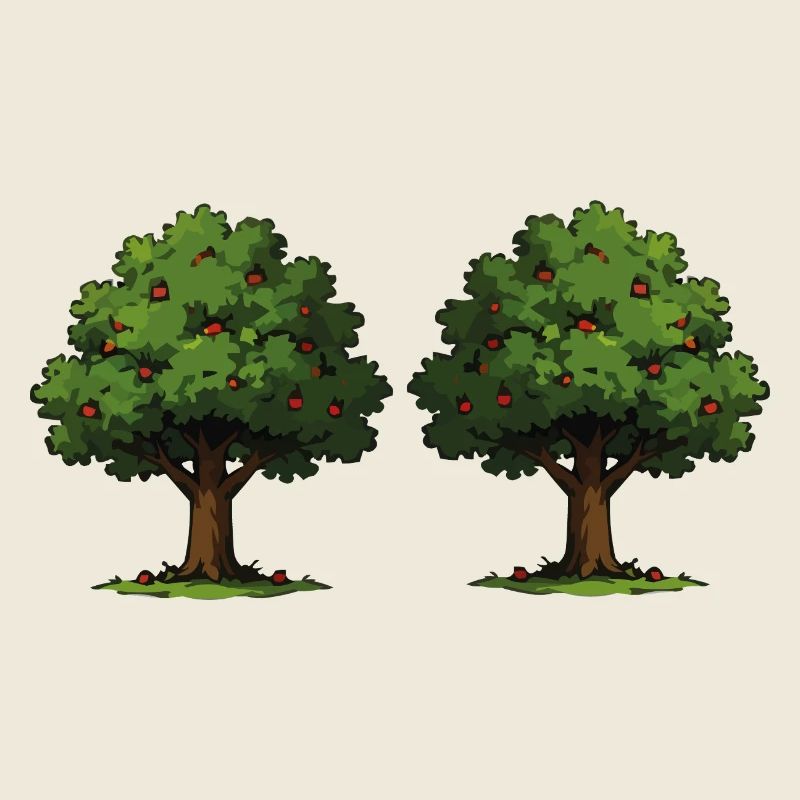 Arbre double avec pommes rouges