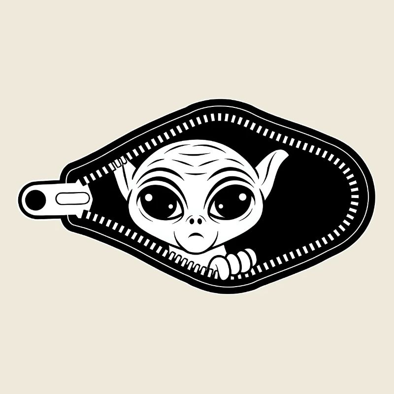 Alien jette un coup d’œil par la fermeture éclair