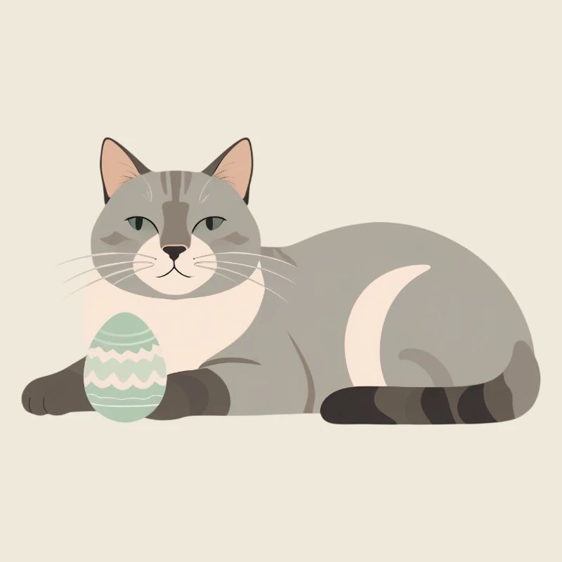 Chat de Pâques en gris pastel