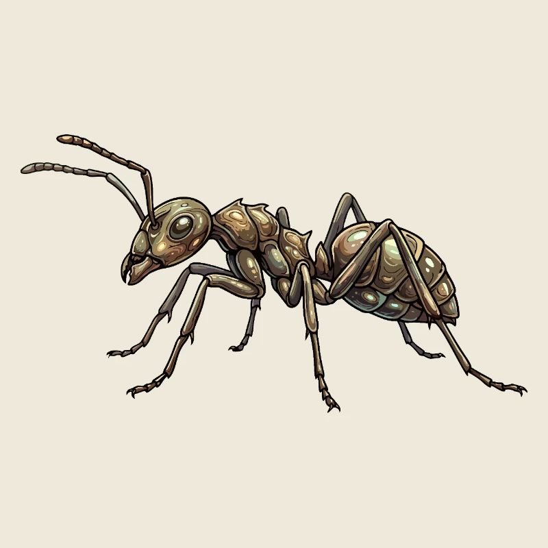 Ant Brown Isolated Realistic Graphic Motif