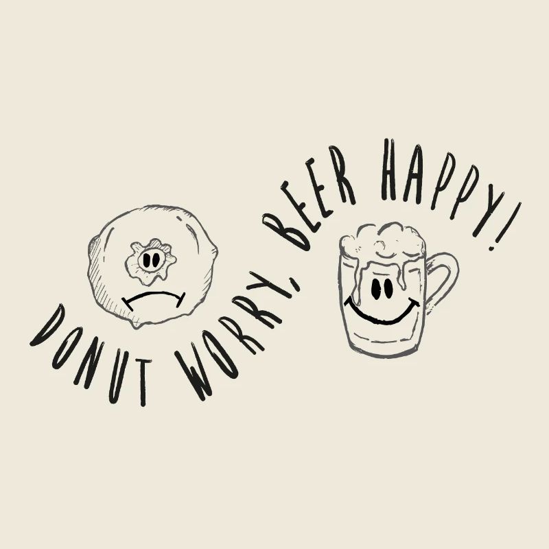 Donut inquiété, bière heureuse! Jeu de mots drôle, bière