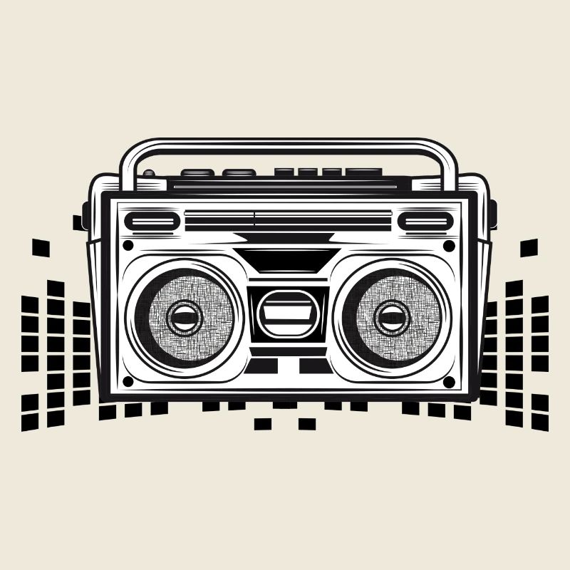 Kassetten Recorder im 80er Stencil Look