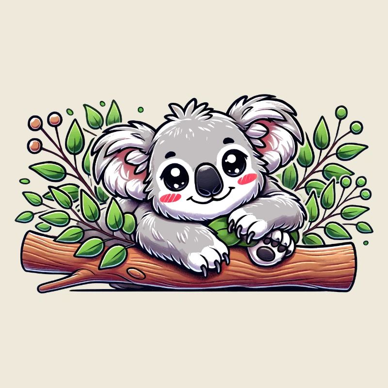 L’adorable koala ours sur une branche d’eucalyptus