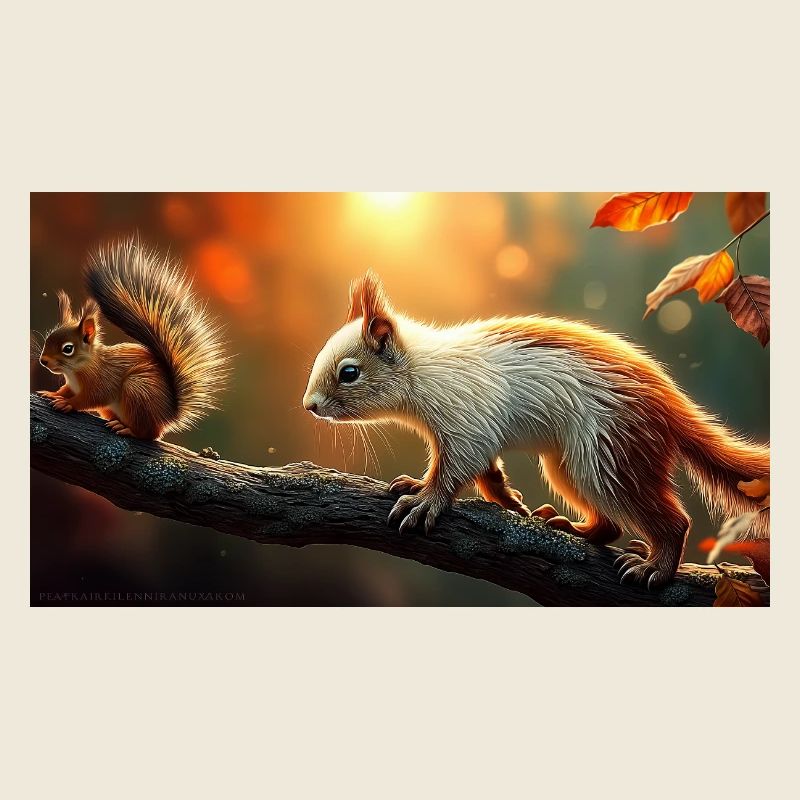 Herbst Eichhörnchen Golden Hour Niedlich Natur