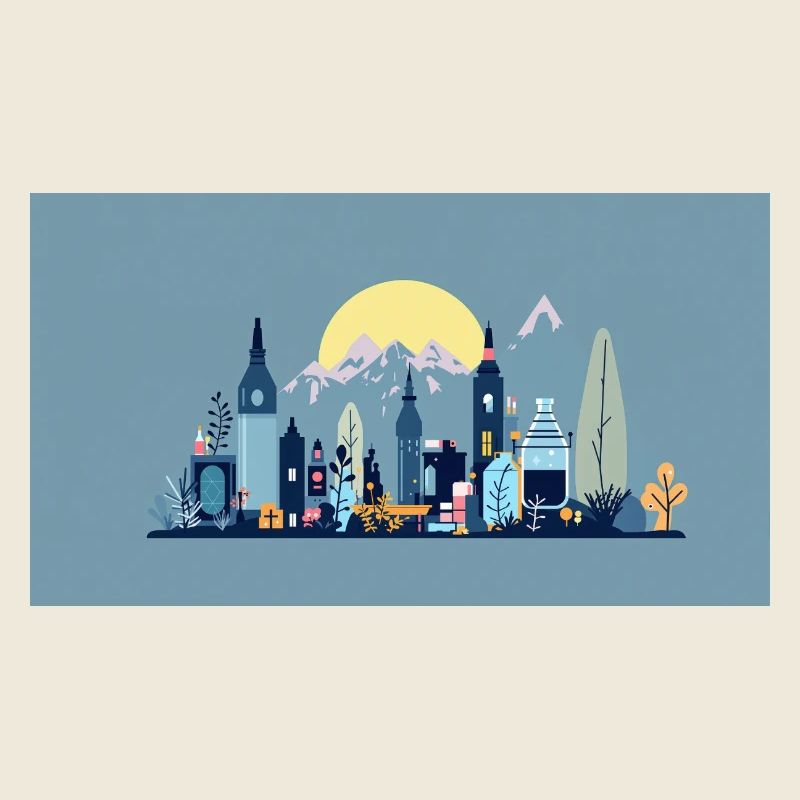 Sonnenstadt Skyline Illustration
