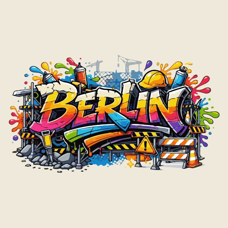 Berlin Graffiti Baustellen Style mit Farbeffekten
