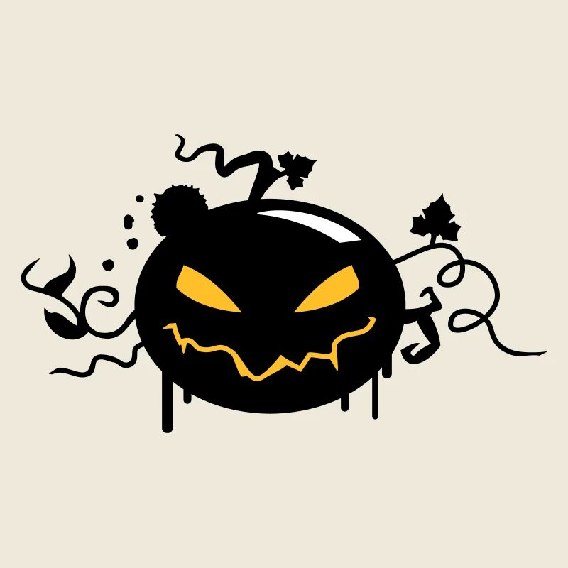 black halloween pumpkin with glowing eyes