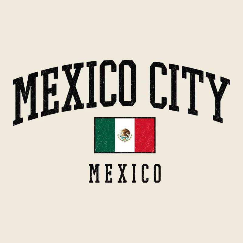 Mexico City lettering with flag