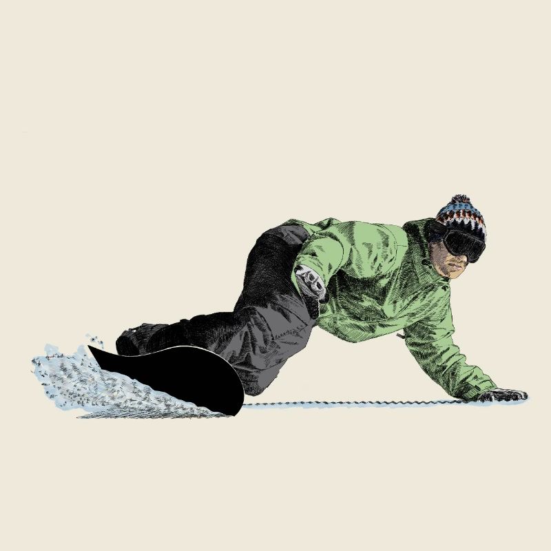 Freerider Snowboarder auf Abfahrt