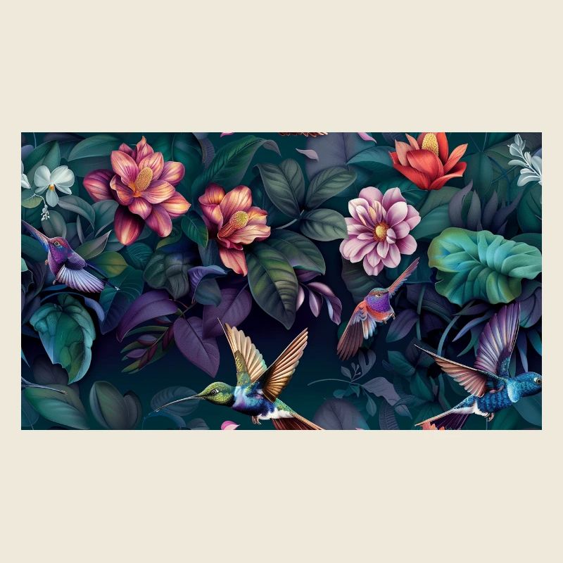 Fleurs tropicales nocturnes Colibris