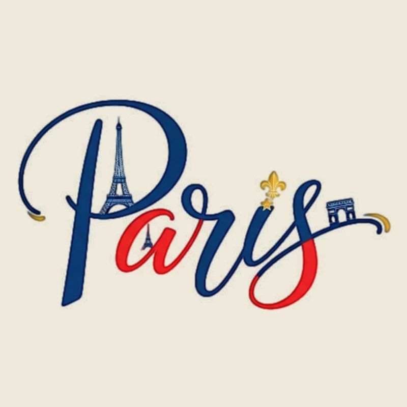 Paris Skyline Neon Lettering