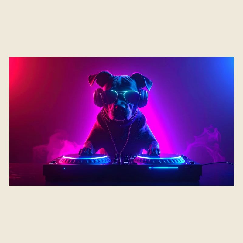 Neon DJ Hund