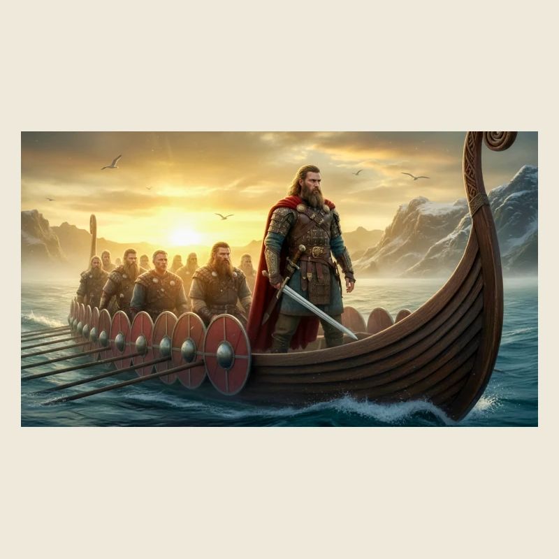 Beowulf Arrives in Denmark with Warriors nordic my