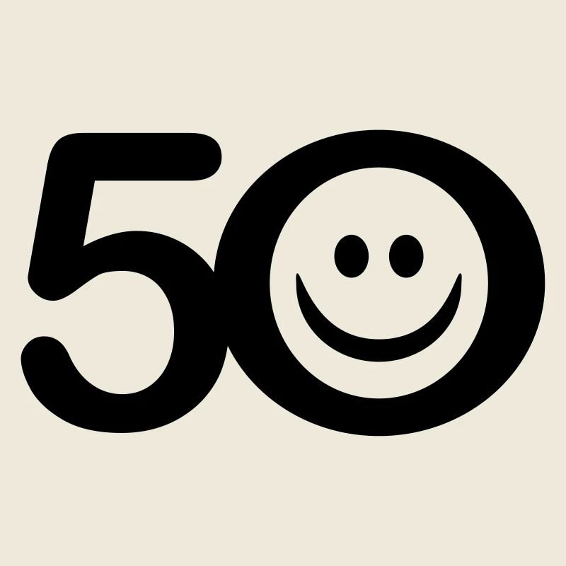 Zum Fünfzigsten: 50 mit Lächel-Gesicht