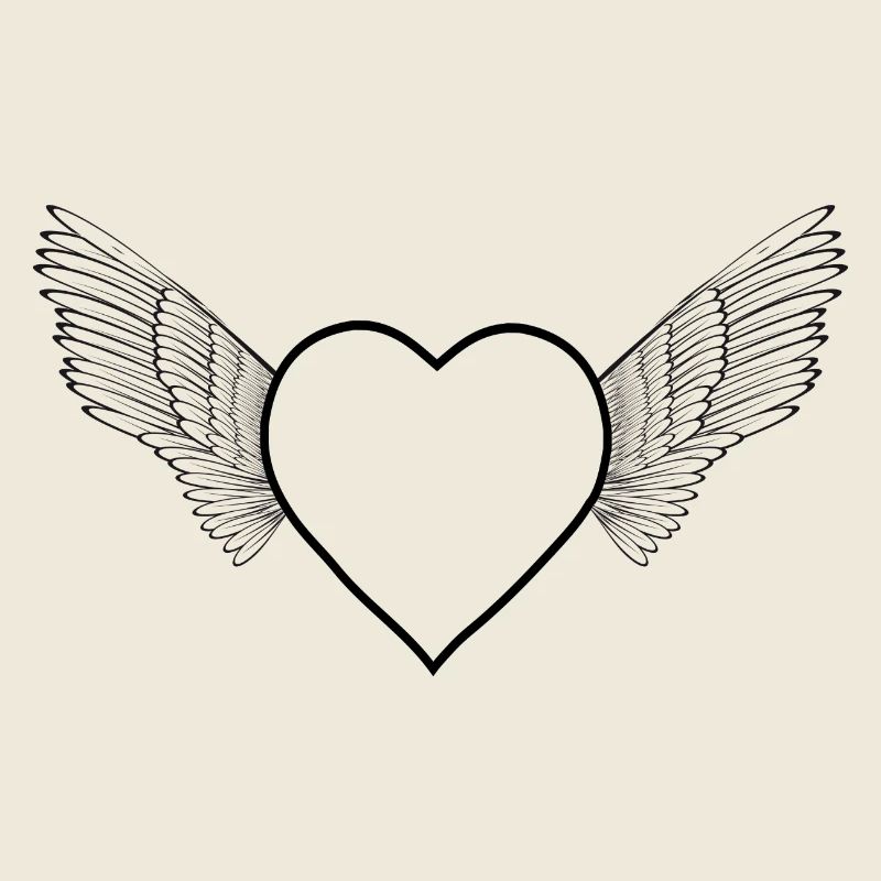 Heart with wings -black-