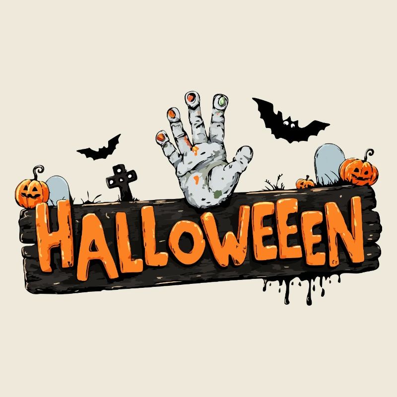 Halloween – Zombie Hand & Pumpkins.