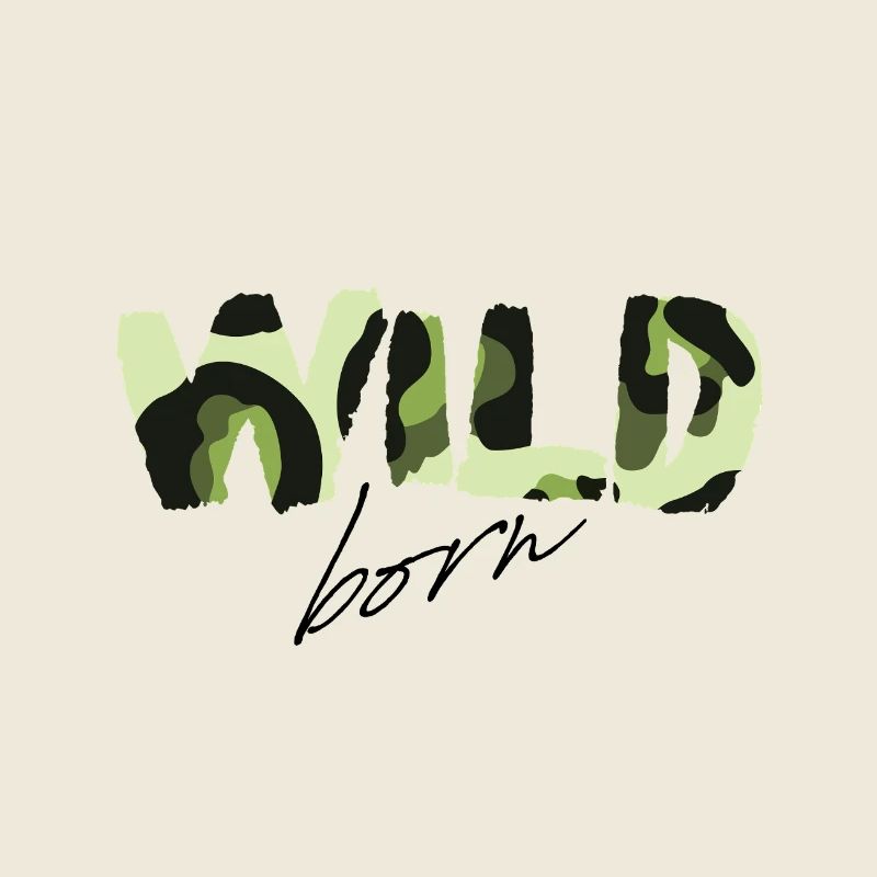 Camouflage Wild Born Text Logo
