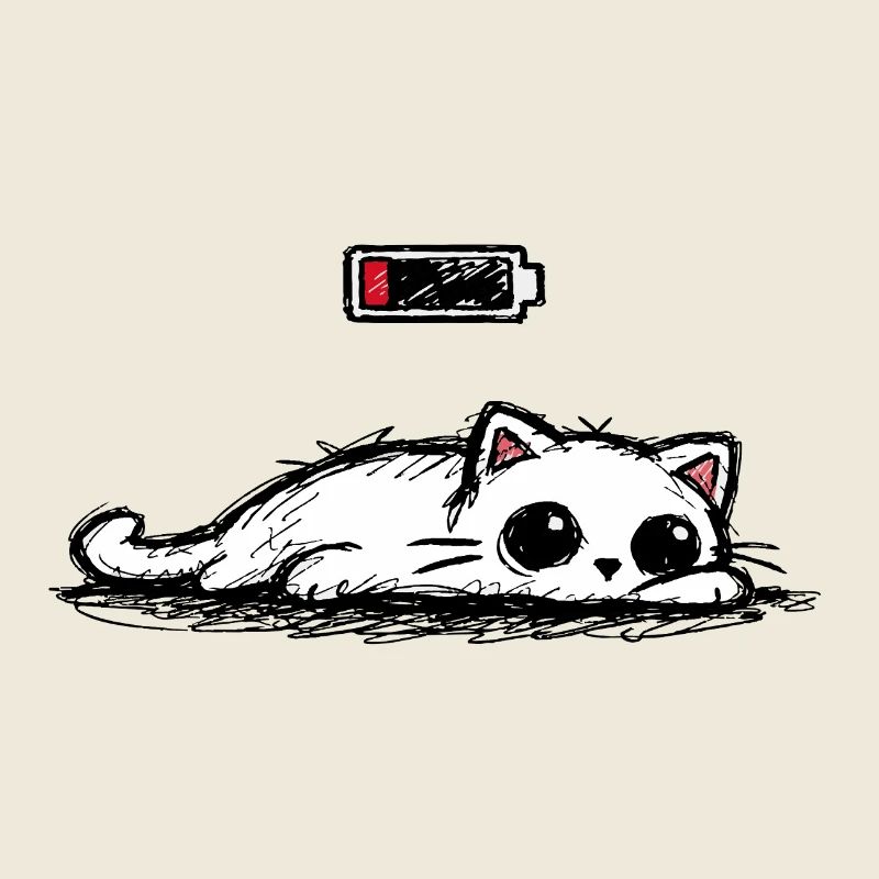 Battery low – Süße Katze Minimal Statement