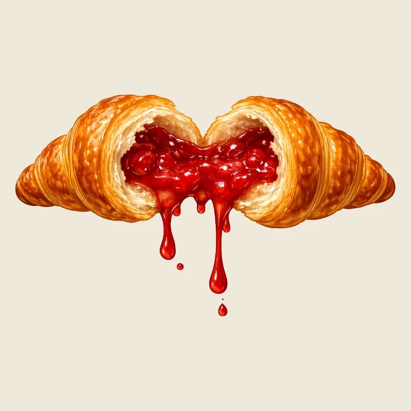 Stuffed croissant with fruit filling illustration