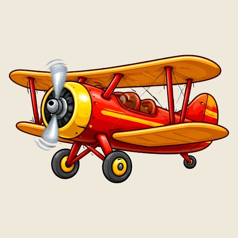 Motif d’avion biplan Dessin animé rétro