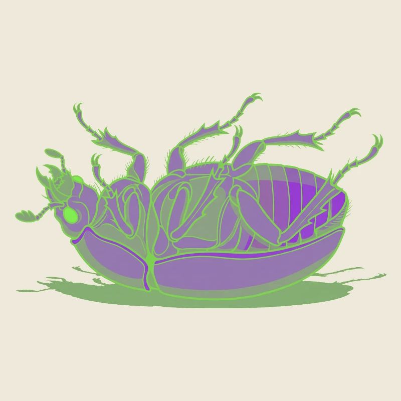 Insecte vert néon violet