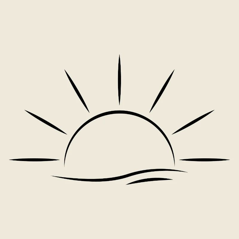 Sunrise and Waves black - Minimal Design