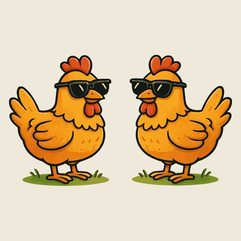 Chickens with sunglasses