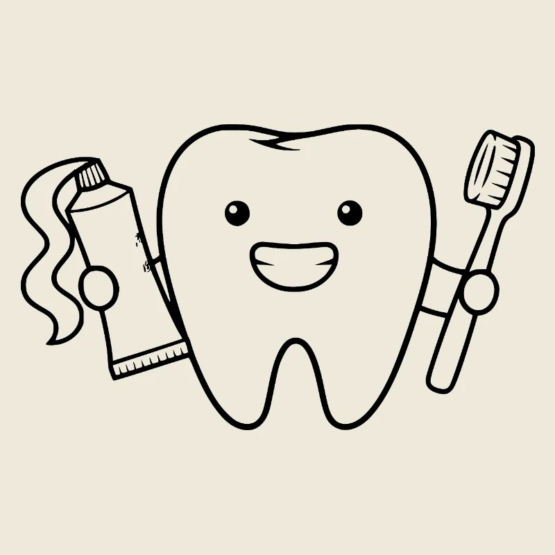 Cute Tooth with Toothbrush