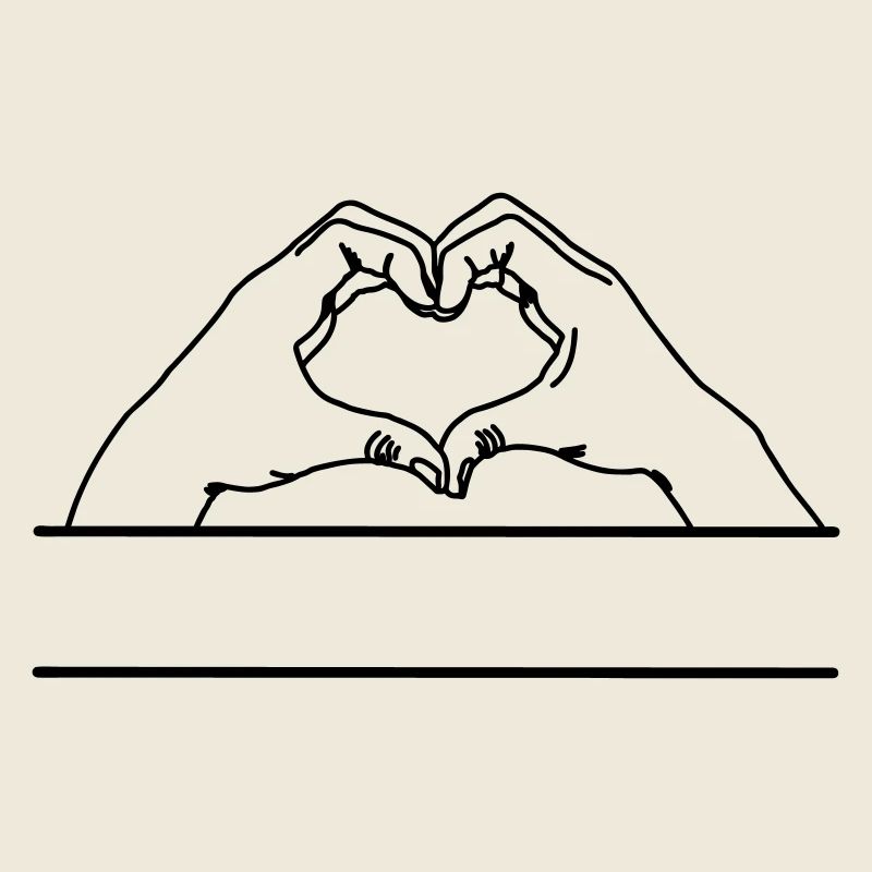 Geste de la main amour espace texte