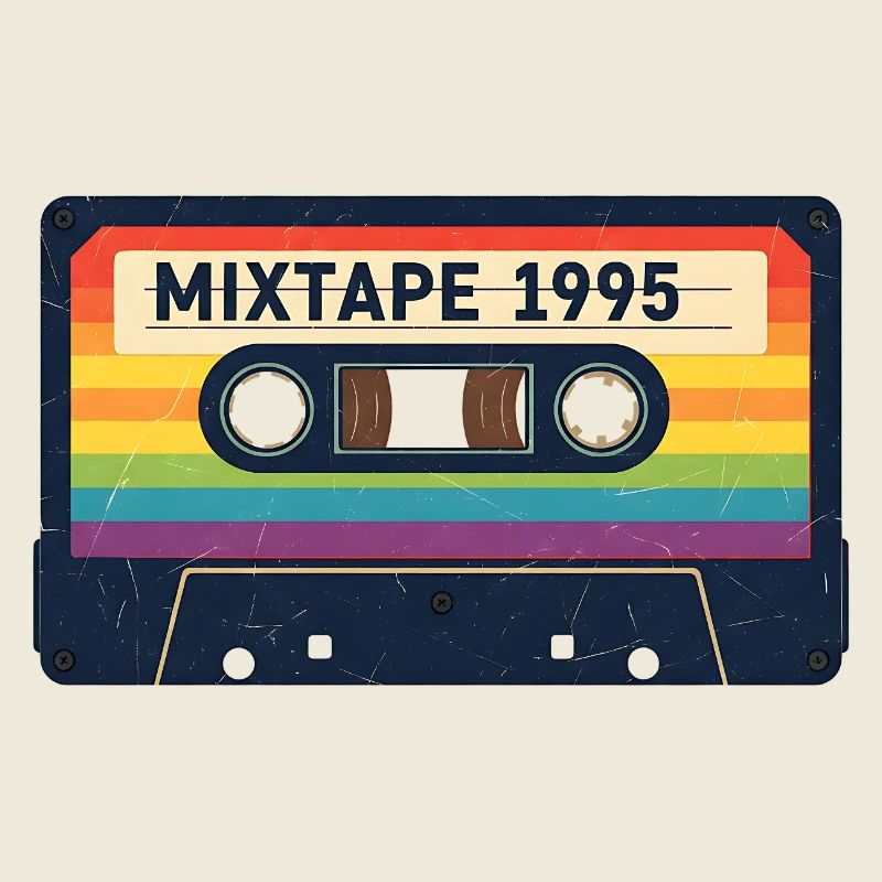 Mixtape 1995 Retro Cassette Rainbow Vibes Music