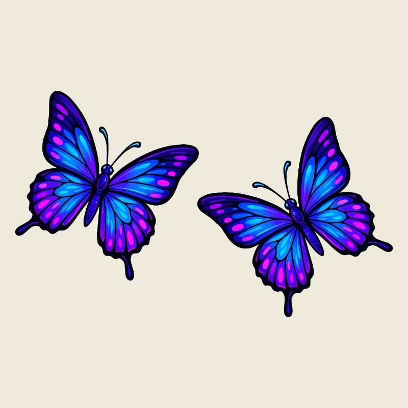 Papillons Bleu Néon