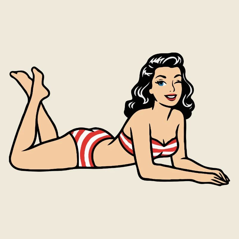 Image rétro de plage en bikini Pin-up