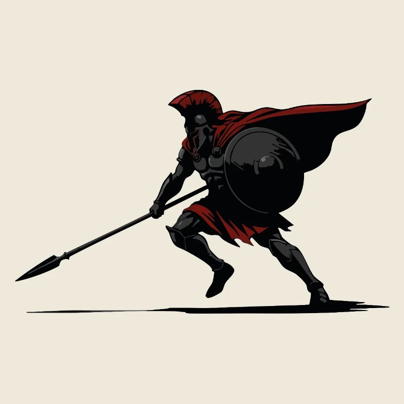 Spartiate Ombre et Lance Mascotte Spartan Stealth