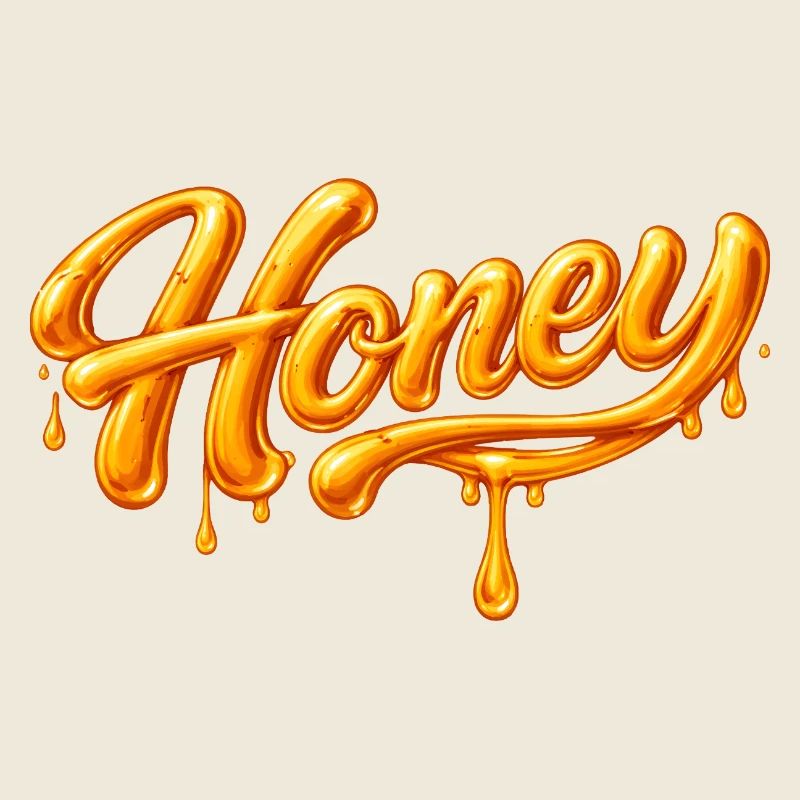 Lettrage miel dans une typographie fluide